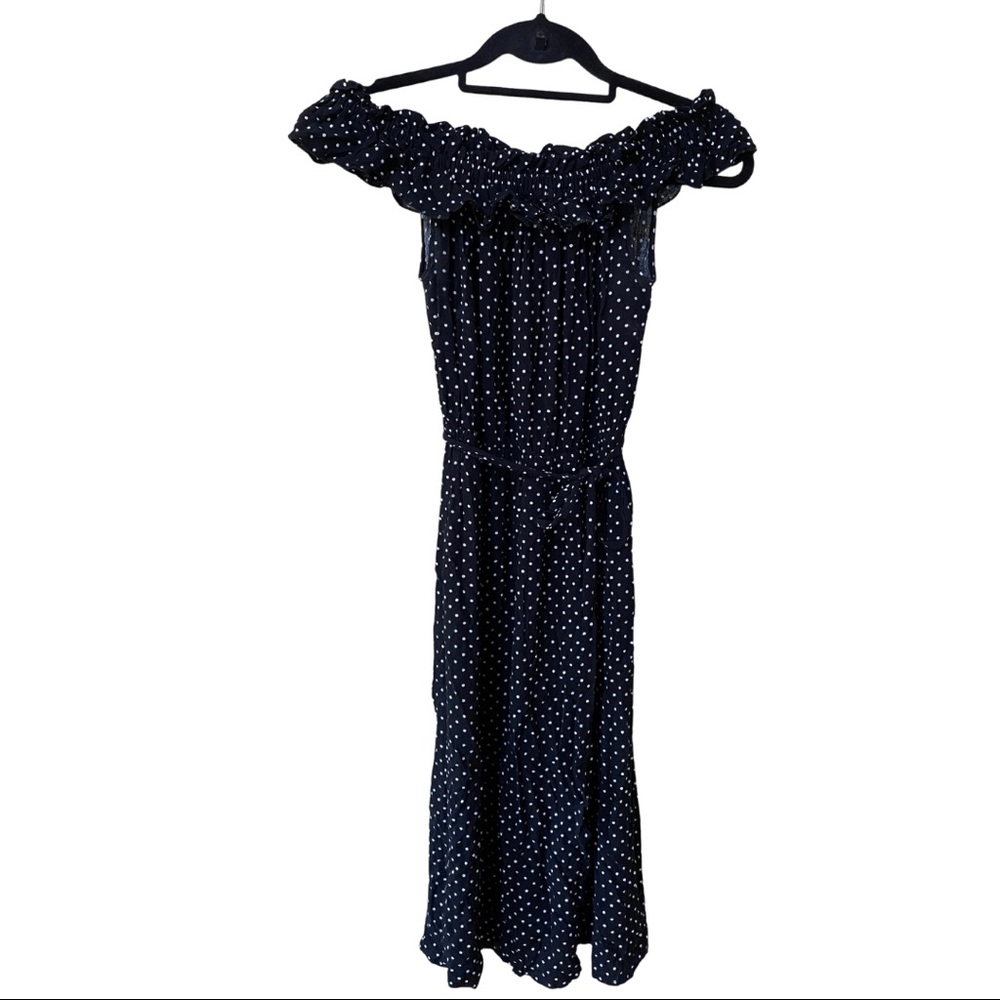 Who What Wear Off Shoulder Polka Dot Midi Dress Size S